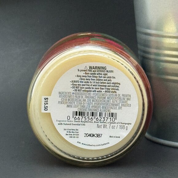 BBW Raspberry Mimosa Bath & Body Works Mason Jar Single Wick Candle - Picture 9 of 10